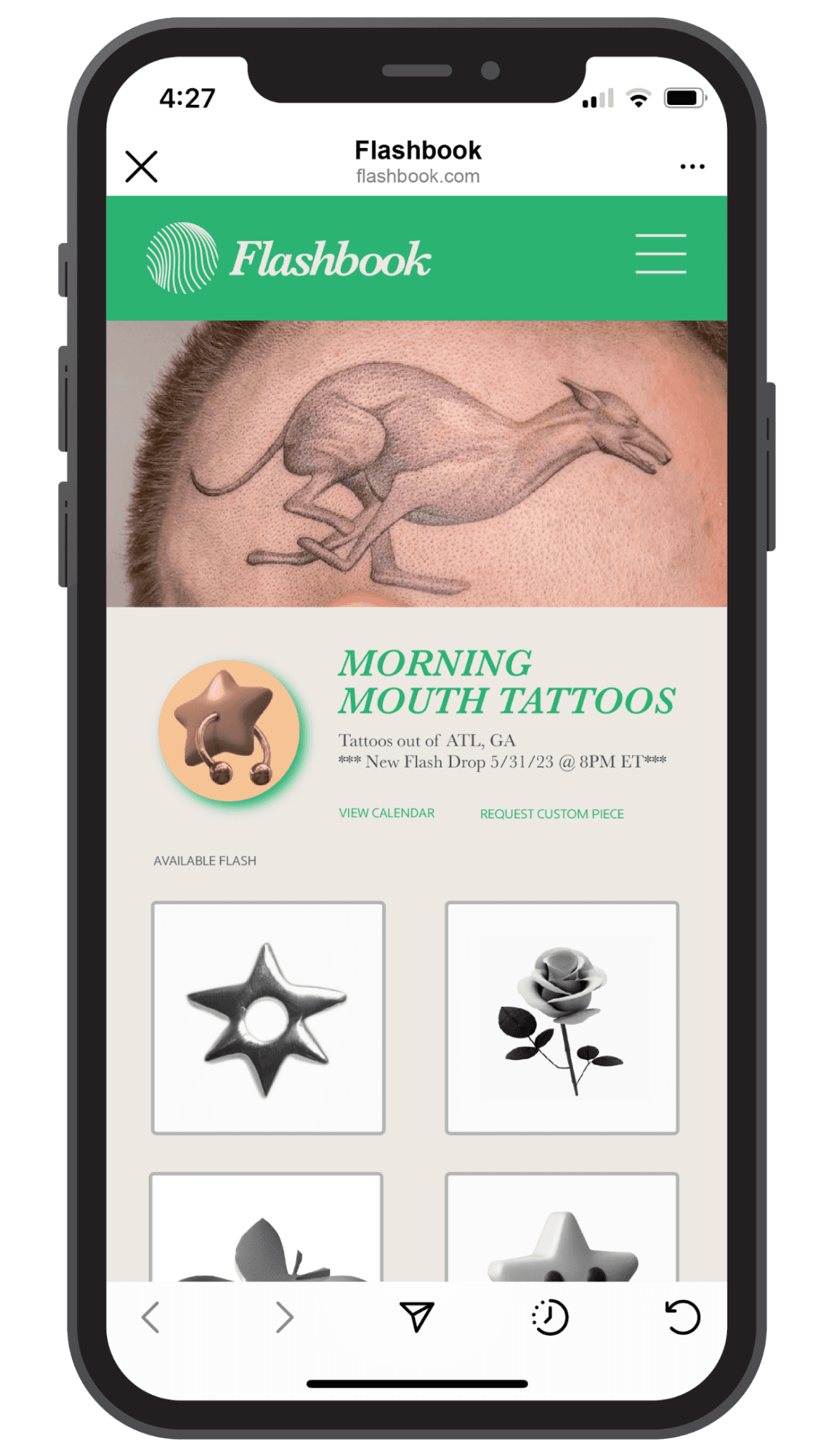 Flashbook Booking, payments, flash drops, and more for tattoo artists