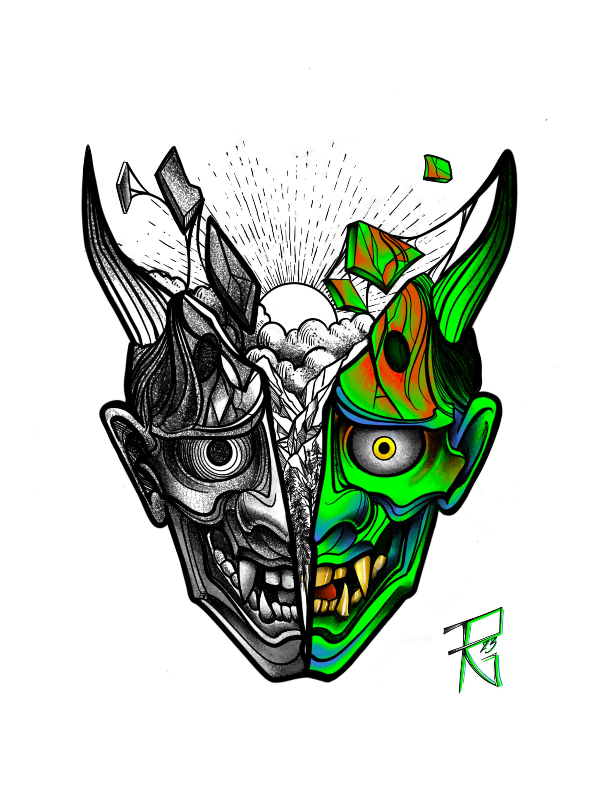 Hannya mask sunset