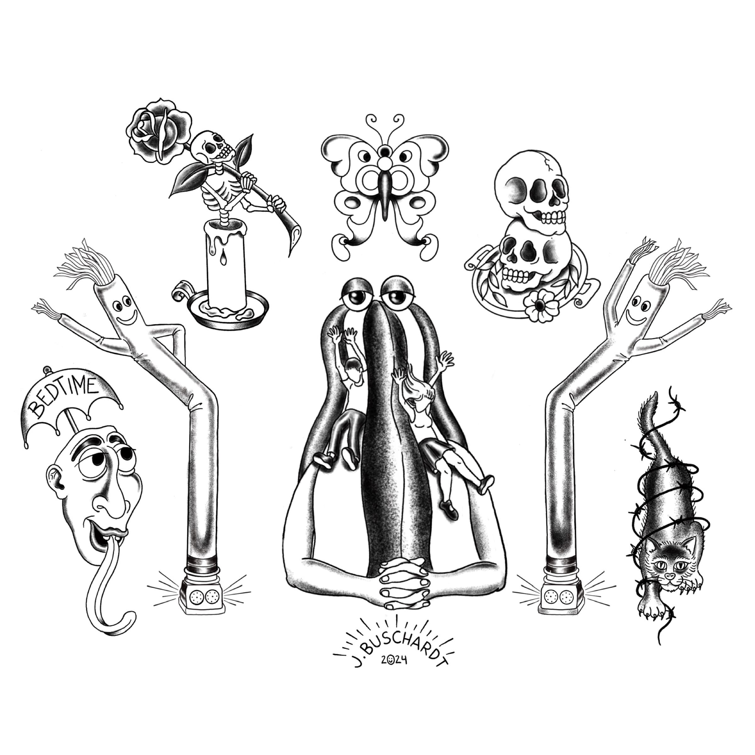 WACKY INFLATABLE TUBE ART (black & gray)