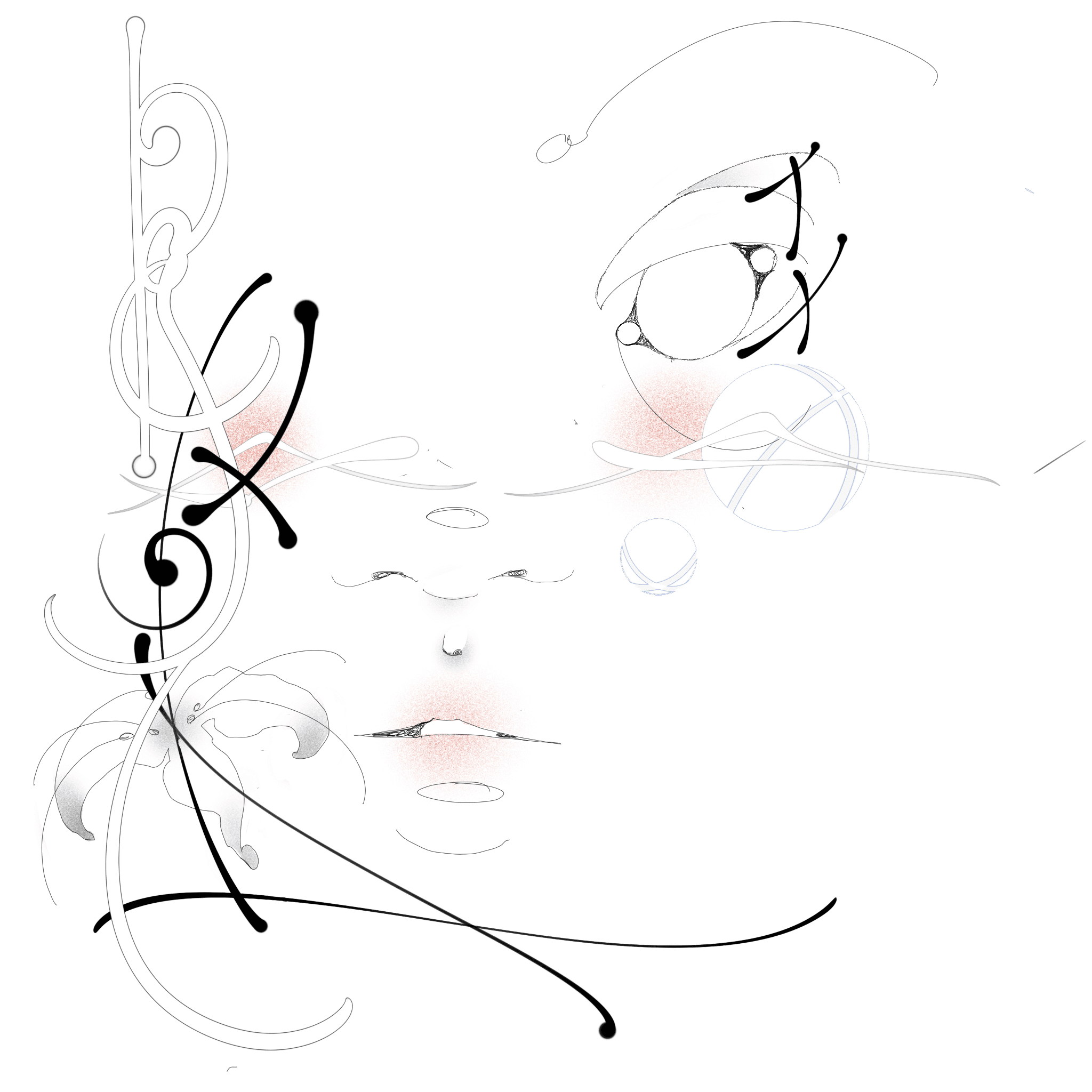 Blushing face with stitches