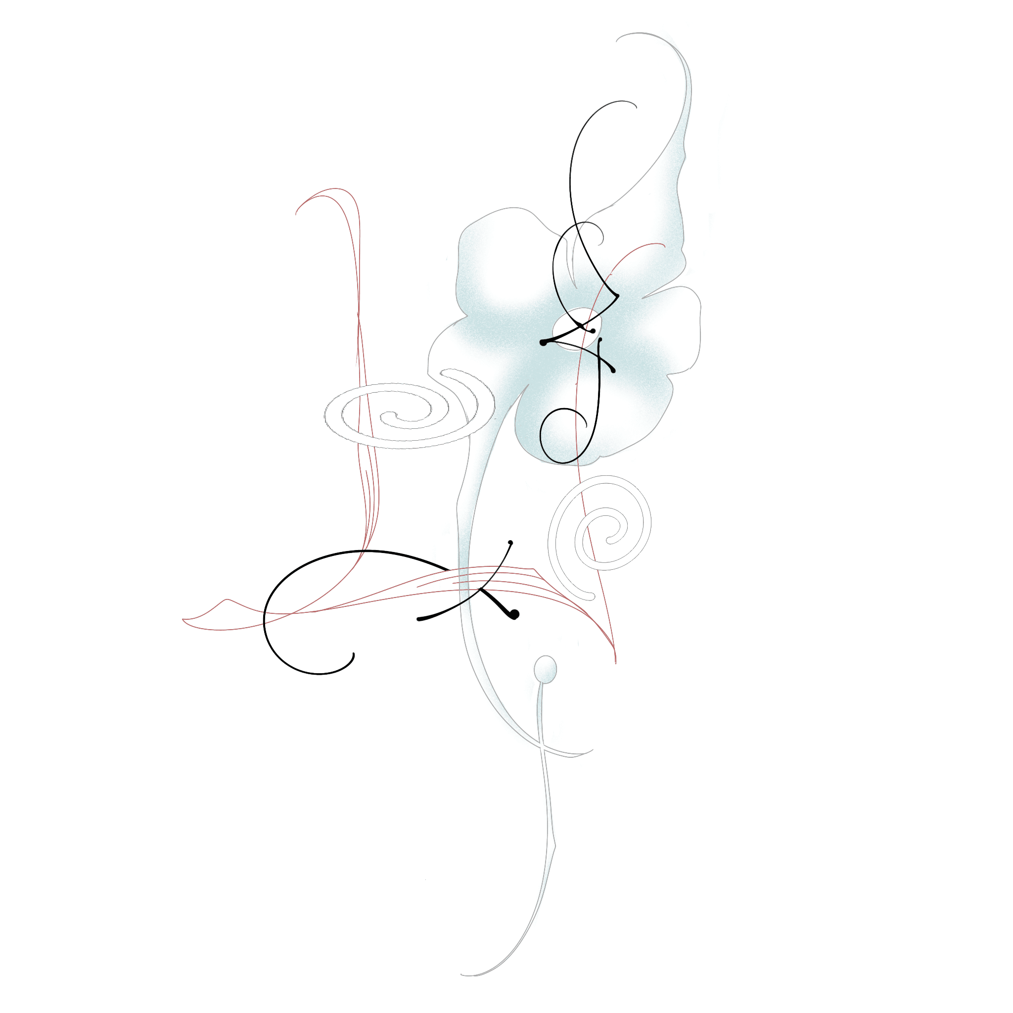 Flower on a stitched in frame